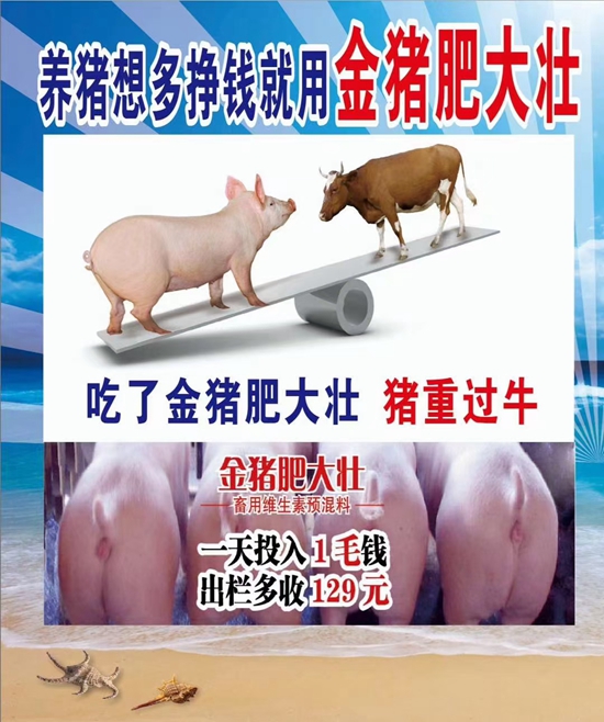 養(yǎng)豬想多掙錢就用金豬肥大壯--1天投入1毛錢，提前出欄13天，多長(zhǎng)20斤，就是牛