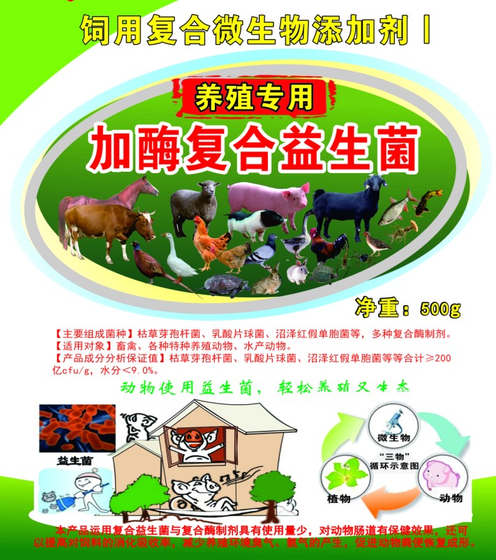 養(yǎng)殖專用加酶復(fù)合益生菌，養(yǎng)豬復(fù)合益生菌，養(yǎng)雞復(fù)合益生菌，鴨鵝養(yǎng)殖復(fù)合益生菌，牛羊養(yǎng)殖復(fù)合益生菌，特種動(dòng)物養(yǎng)殖復(fù)合益生菌，水產(chǎn)養(yǎng)殖復(fù)合益生菌